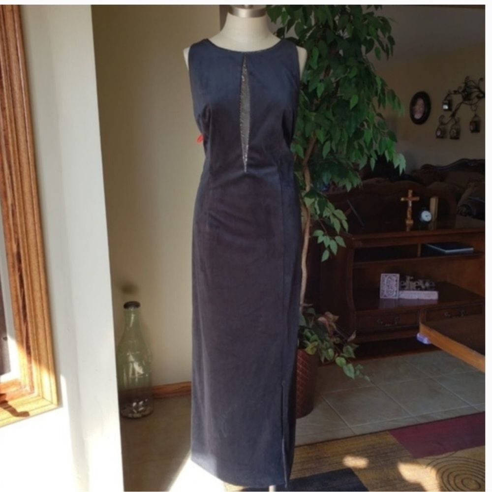 Elie Tahari Blue Sleeveless Sheath Maxi Dress